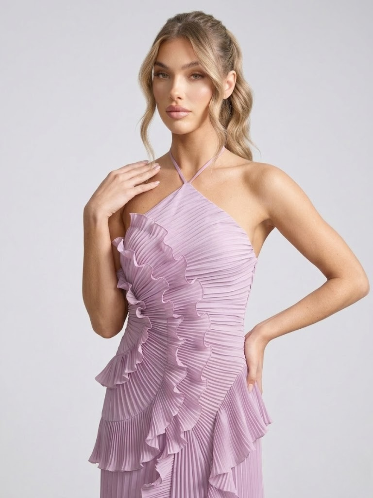Women's Maxi Dress | Pleated Ruffle Design