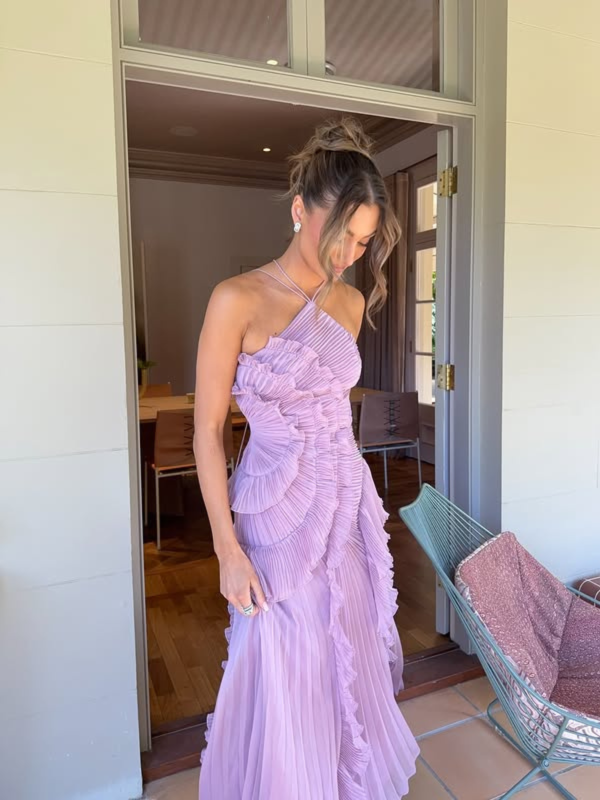Women's Maxi Dress | Pleated Ruffle Design