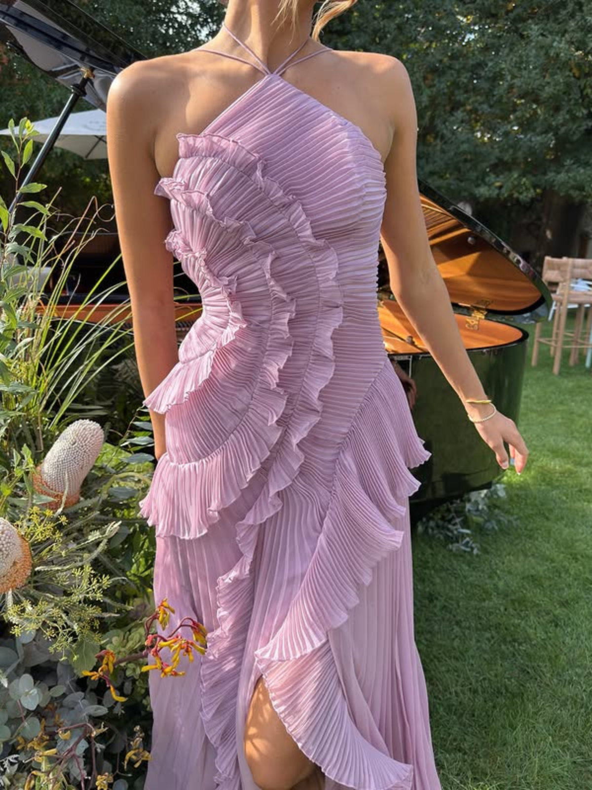 Women's Maxi Dress | Pleated Ruffle Design
