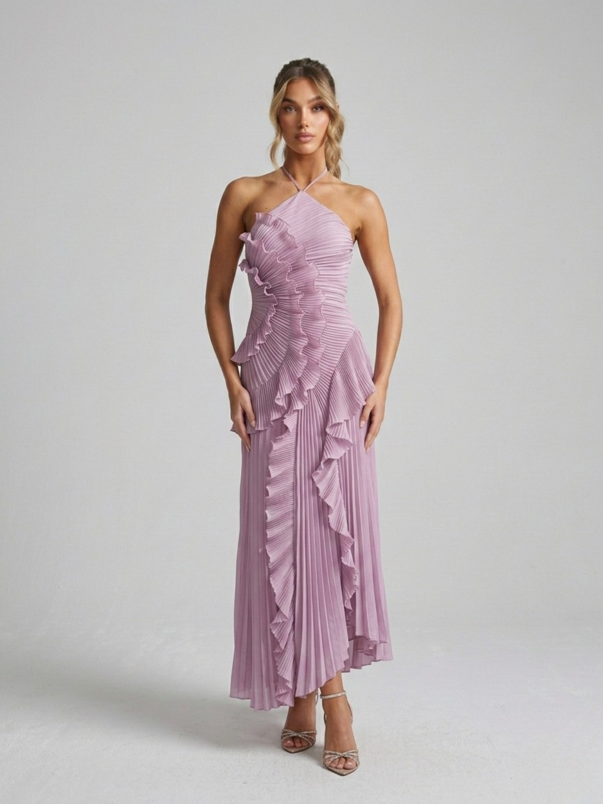 Women's Maxi Dress | Pleated Ruffle Design