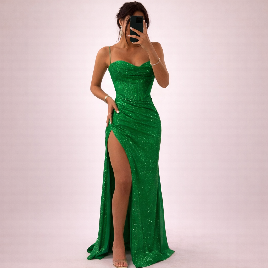 Women's Maxi Dress | Sequin Sweetheart Slit Gown
