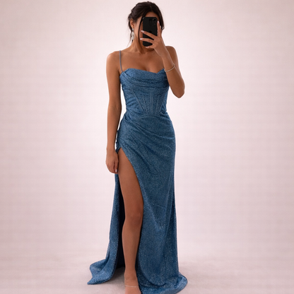 Women's Maxi Dress | Sequin Sweetheart Slit Gown