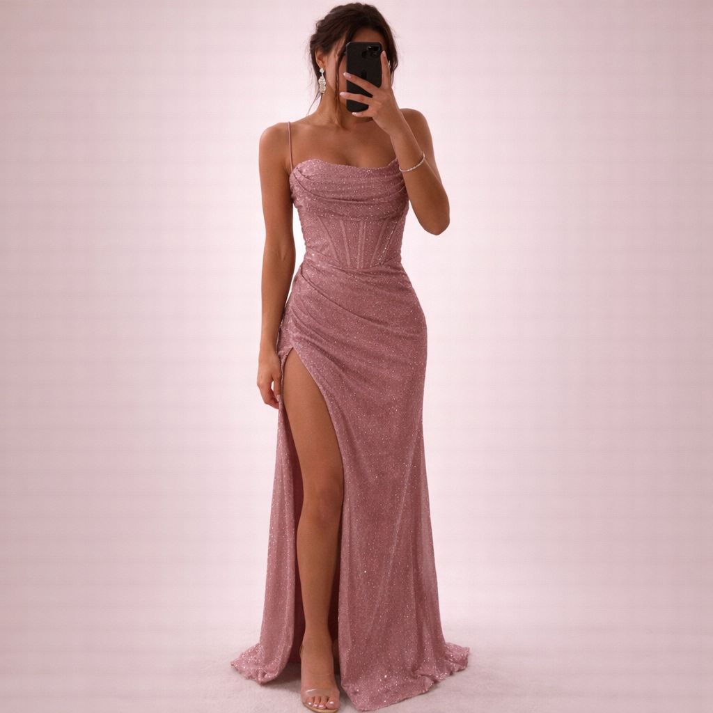Women's Maxi Dress | Sequin Sweetheart Slit Gown