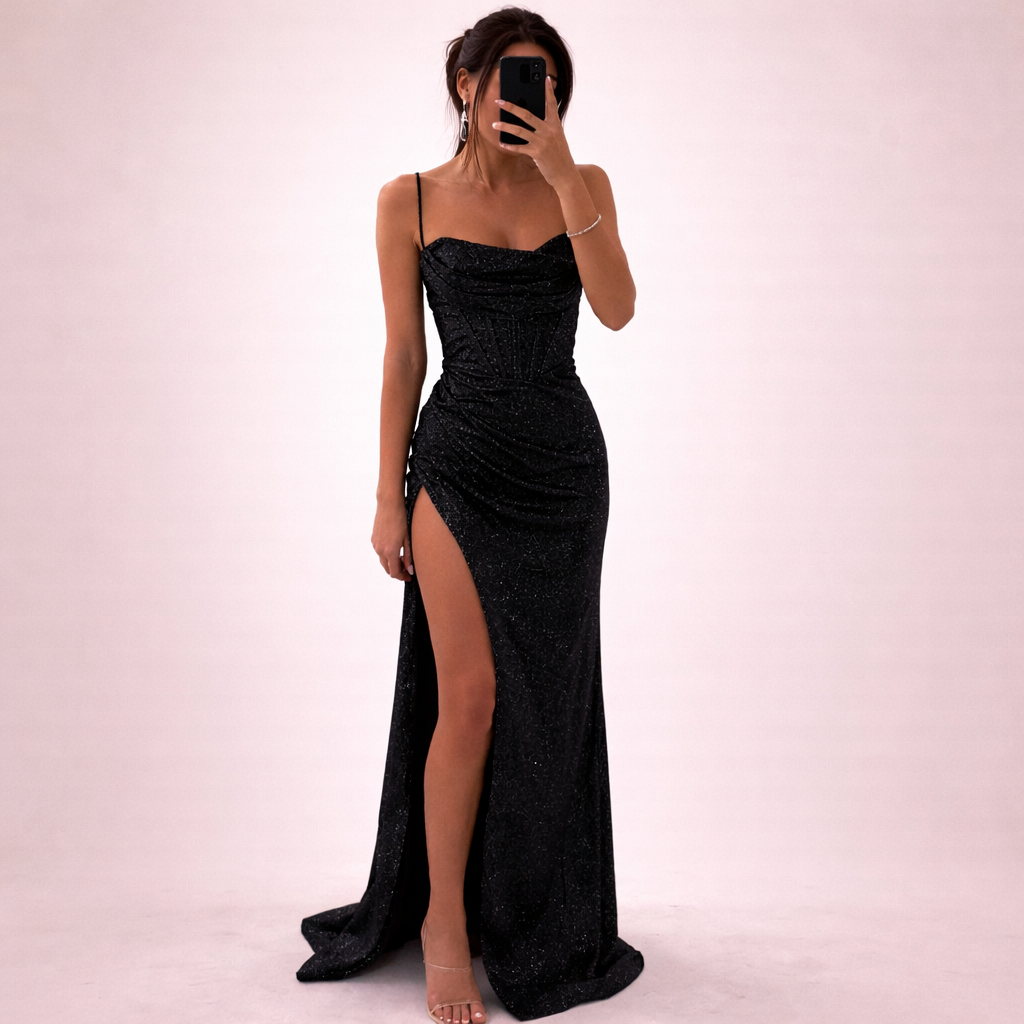 Women's Maxi Dress | Sequin Sweetheart Slit Gown