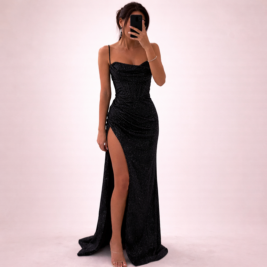 Women's Maxi Dress | Sequin Sweetheart Slit Gown