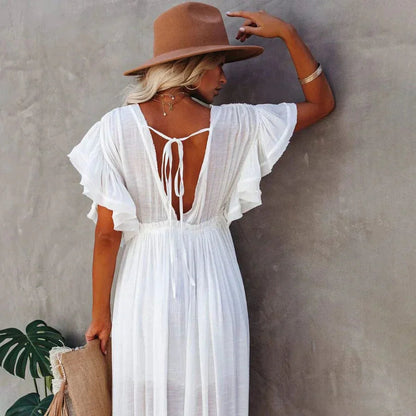 Women's Maxi Dress | Sheer Open Front Beach Cover Up