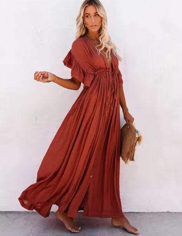 Women's Maxi Dress | Sheer Open Front Beach Cover Up
