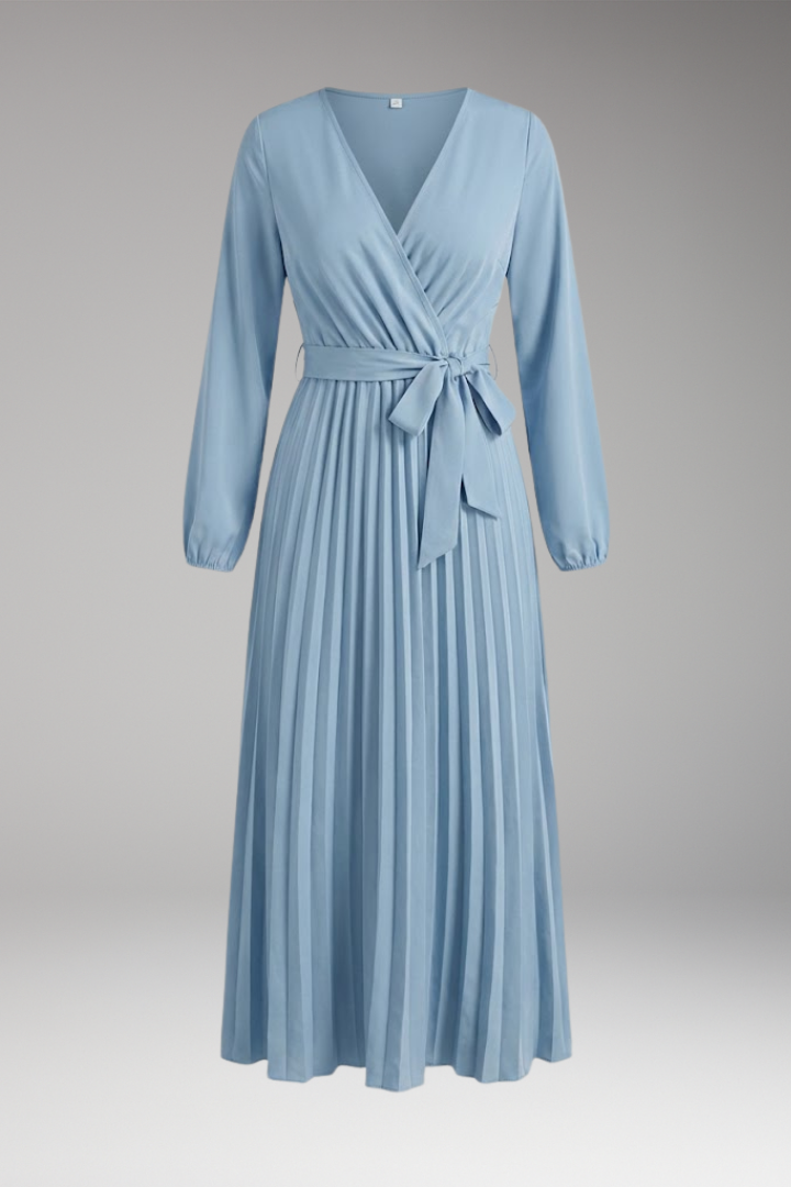 Women's Maxi Dress | Wrap Bodice With A Knife Pleated Skirt