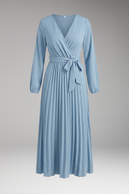 Women's Maxi Dress | Wrap Bodice With A Knife Pleated Skirt