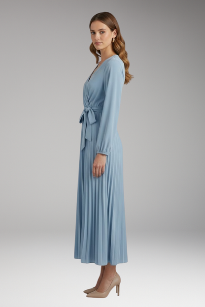 Women's Maxi Dress | Wrap Bodice With A Knife Pleated Skirt