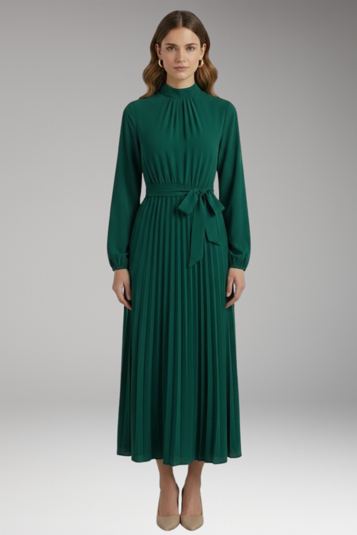 Women's Maxi Dress | Wrap Bodice With A Knife Pleated Skirt