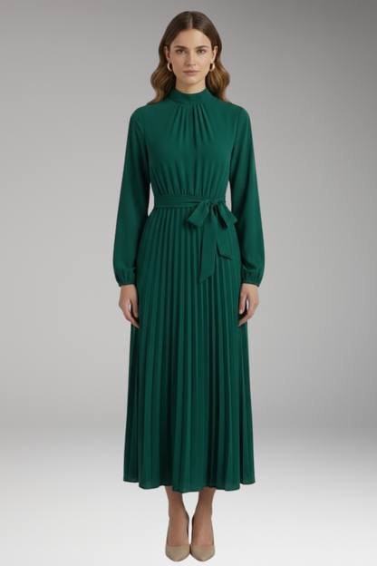 Women's Maxi Dress | Wrap Bodice With A Knife Pleated Skirt