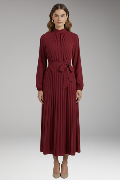 Women's Maxi Dress | Wrap Bodice With A Knife Pleated Skirt