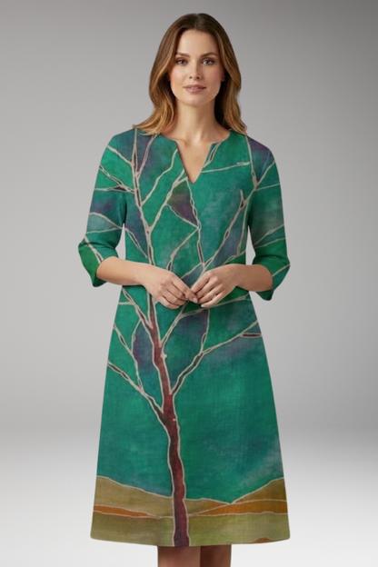 Women's Midi Dress | A Line Shift With A Placed Floral Print