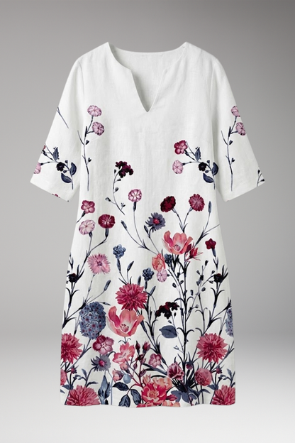 Women's Midi Dress | A Line Shift With A Placed Floral Print