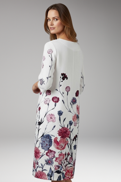 Women's Midi Dress | A Line Shift With A Placed Floral Print