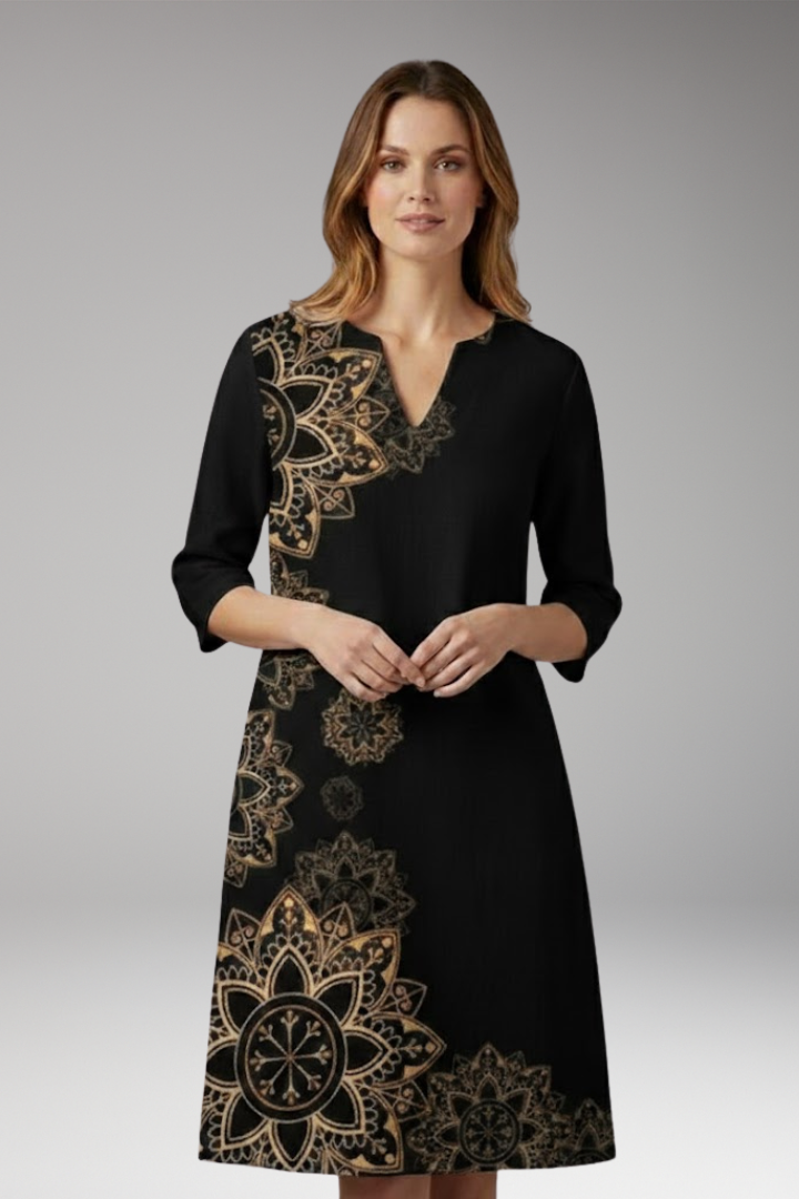 Women's Midi Dress | A Line Shift With A Placed Floral Print
