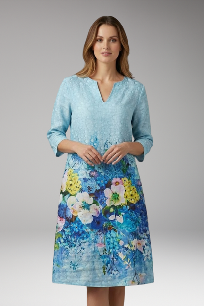 Women's Midi Dress | A Line Shift With A Placed Floral Print