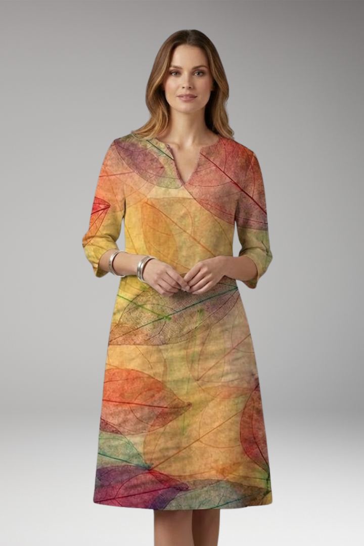 Women's Midi Dress | A Line Shift With A Placed Floral Print