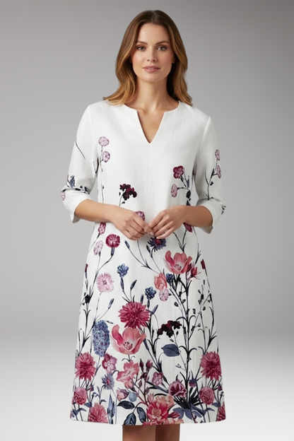 Women's Midi Dress | A Line Shift With A Placed Floral Print