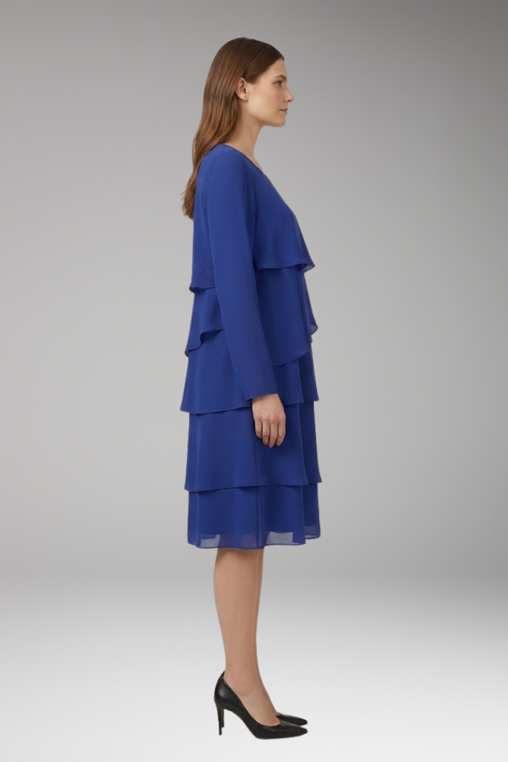 Women's Midi Dress | Angled Flounces With Long Sleeves