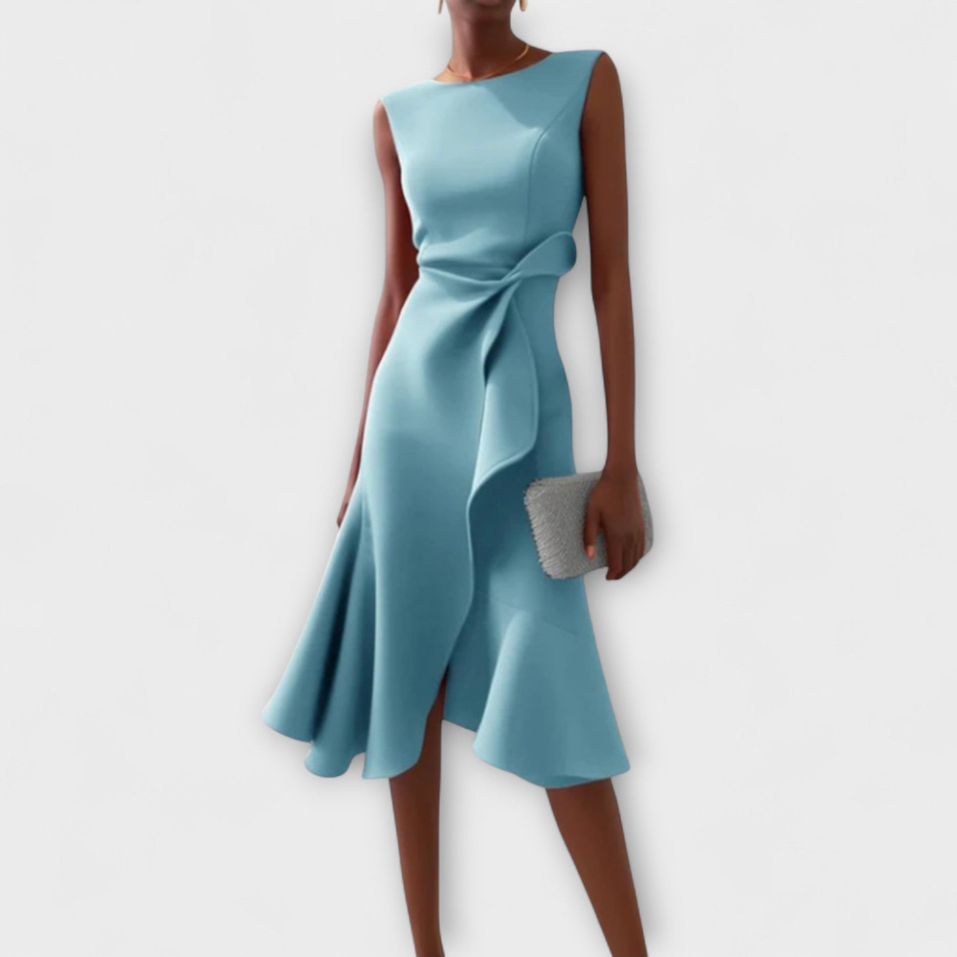 Women's Midi Dress | Asymmetric Ruffle Design