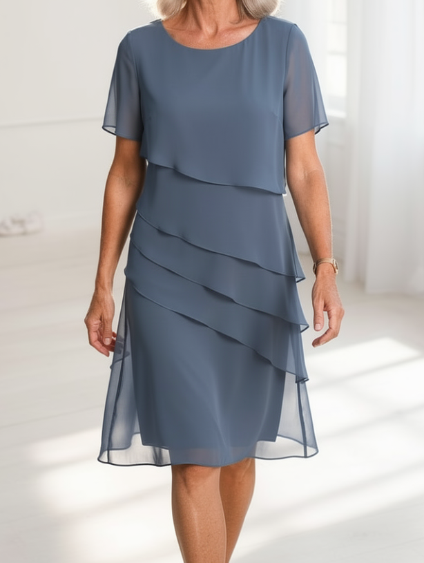 Women's Midi Dress | Asymmetric Tiered Layers