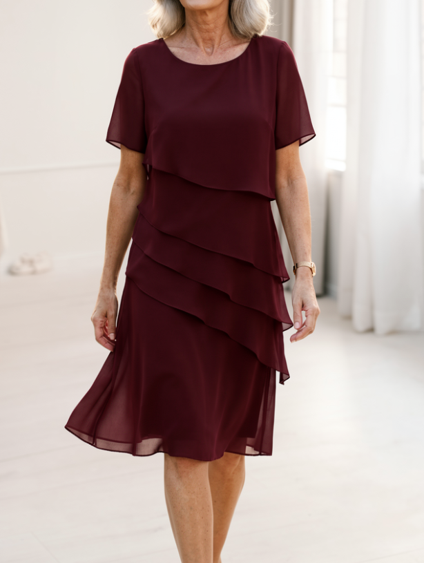 Women's Midi Dress | Asymmetric Tiered Layers