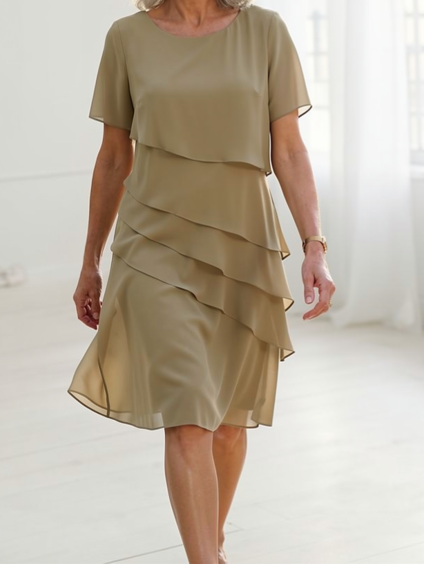 Women's Midi Dress | Asymmetric Tiered Layers