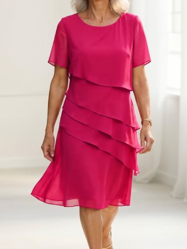 Women's Midi Dress | Asymmetric Tiered Layers