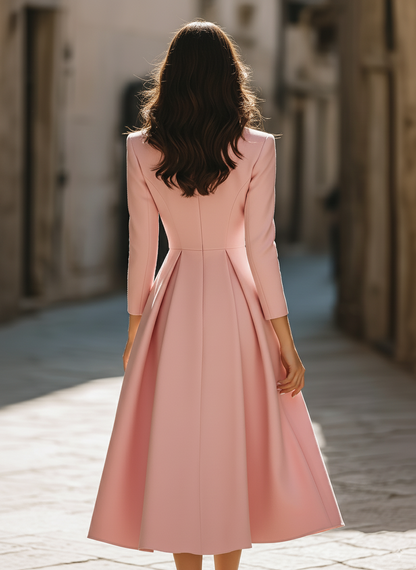 Women's Midi Dress | Blazer Style Pleated Skirt