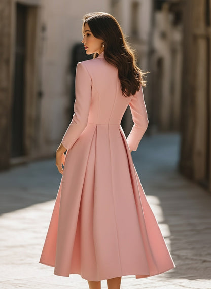 Women's Midi Dress | Blazer Style Pleated Skirt