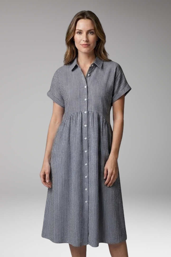 Women's Midi Dress | Button Front With A Gathered Waist
