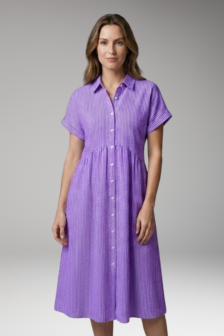 Women's Midi Dress | Button Front With A Gathered Waist