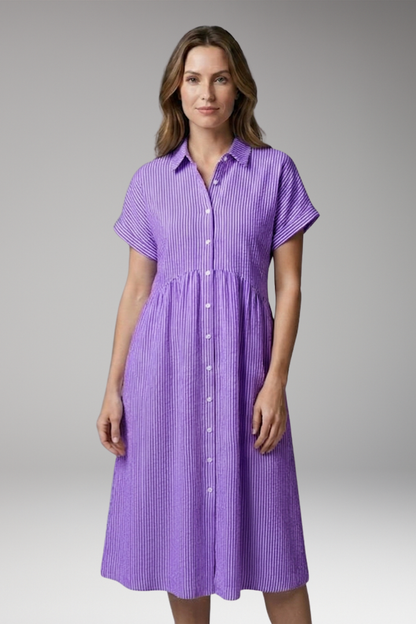 Women's Midi Dress | Button Front With A Gathered Waist