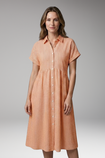 Women's Midi Dress | Button Front With A Gathered Waist