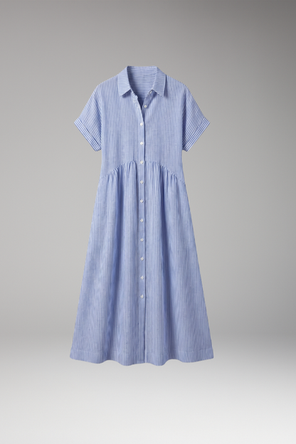 Women's Midi Dress | Button Front With A Gathered Waist