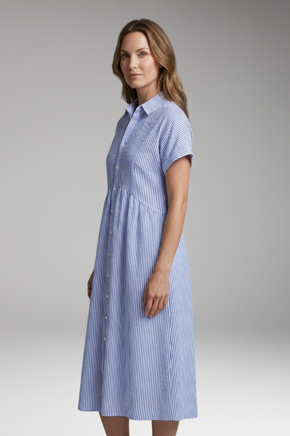 Women's Midi Dress | Button Front With A Gathered Waist