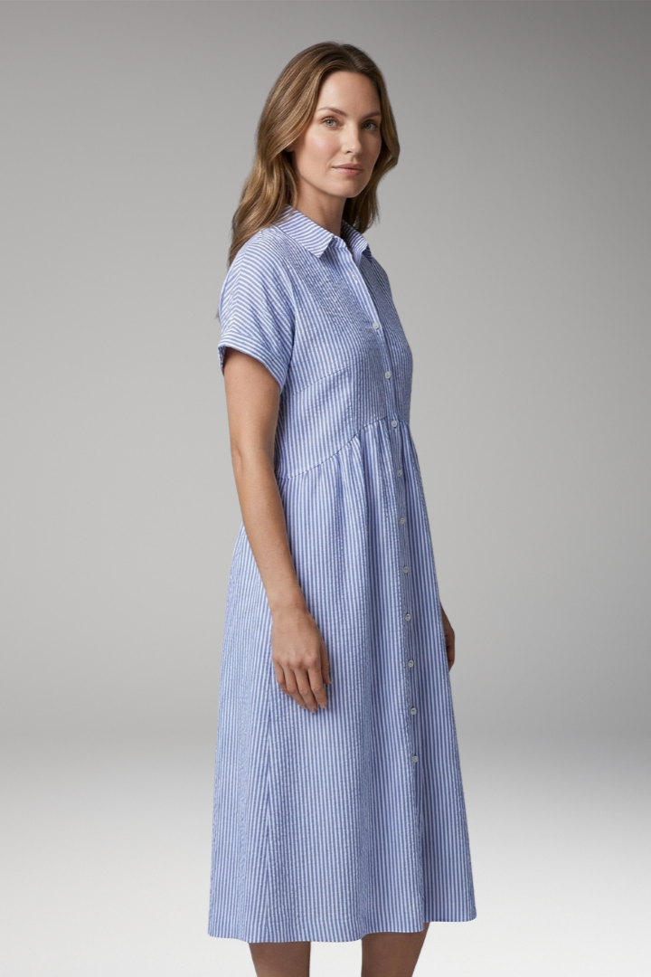 Women's Midi Dress | Button Front With A Gathered Waist