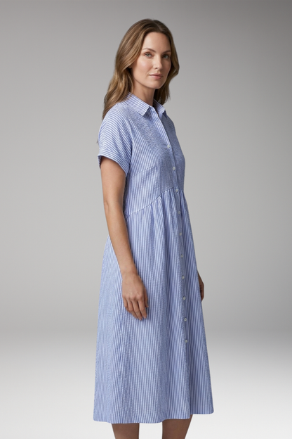 Women's Midi Dress | Button Front With A Gathered Waist