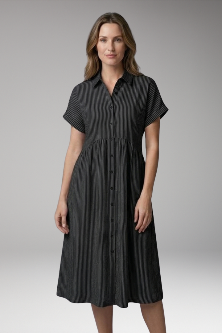 Women's Midi Dress | Button Front With A Gathered Waist