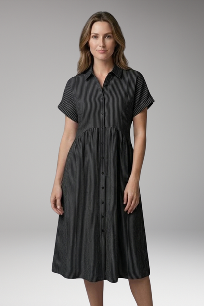 Women's Midi Dress | Button Front With A Gathered Waist