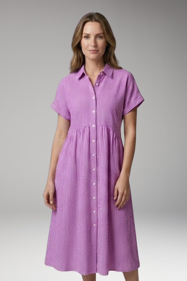 Women's Midi Dress | Button Front With A Gathered Waist