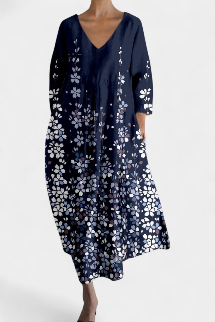 Women's Midi Dress | Colorful Abstract Print V-Neck