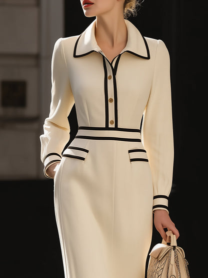 Women's Midi Dress | Contrast Trim Collared