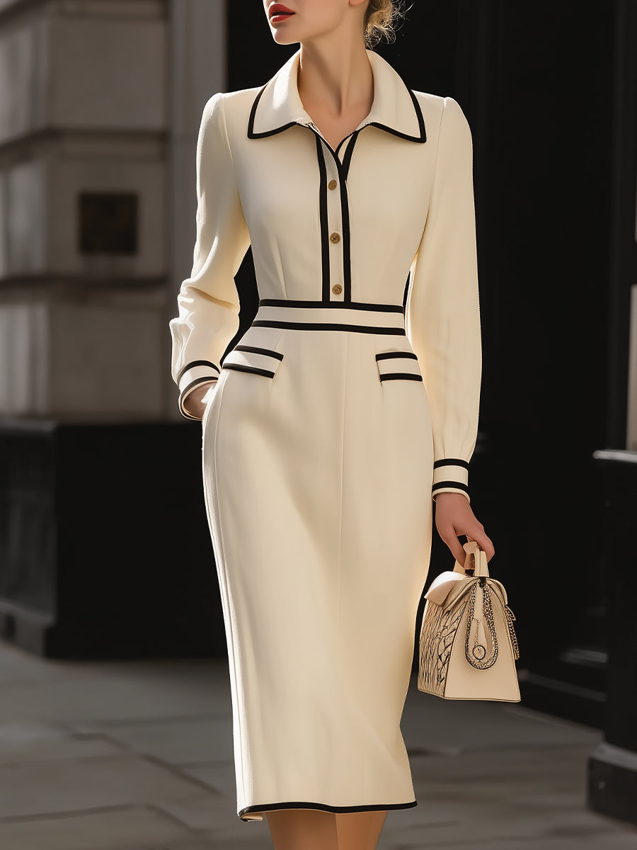 Women's Midi Dress | Contrast Trim Collared