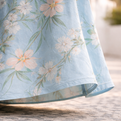 Women's Midi Dress | Floral Print Half Sleeve Swing