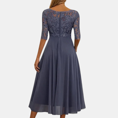 Women's Midi Dress | Lace Bodice Flowy Skirt