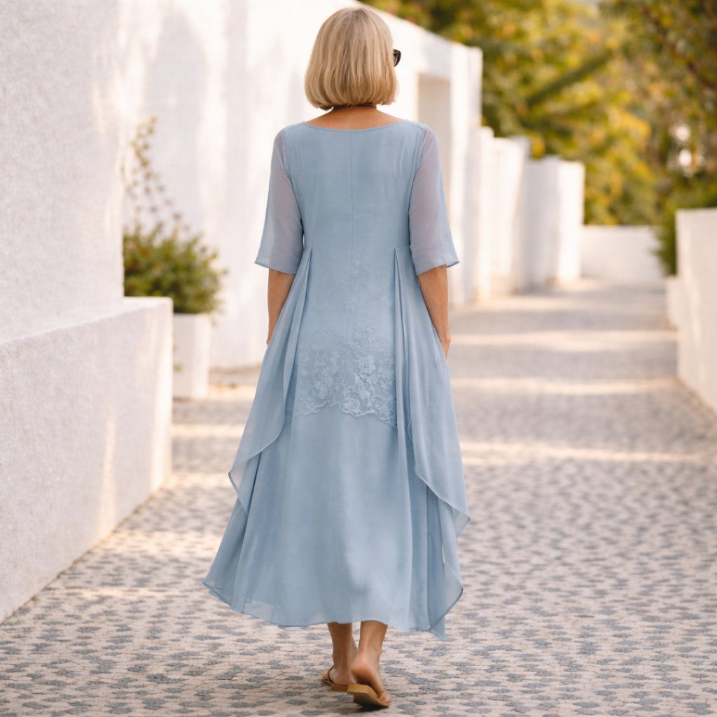 Women's Midi Dress | Layered Lace Overlay