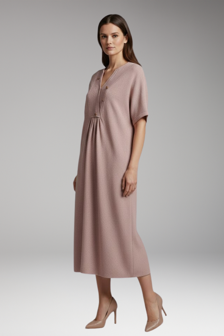 Women's Midi Dress | Loose Knit With A Gathered Yoke